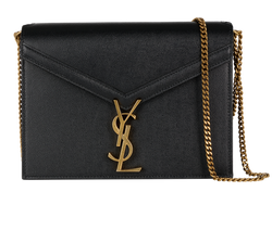 Medium Cassandra Chain Bag, Leather, Black, MII, DB/B, 2*